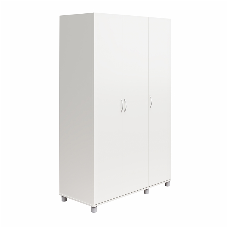 Pemberly Row Modern 3 Door Wardrobe with Clothing Rod in White