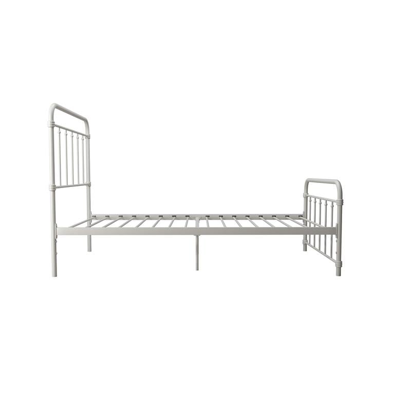 Pemberly Row Metal Platform Bed with Rustic Design and Curved Edge Twin in White