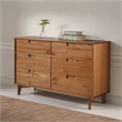 Pemberly Row 6 Drawer Mid Century Modern Wood Dresser in Caramel