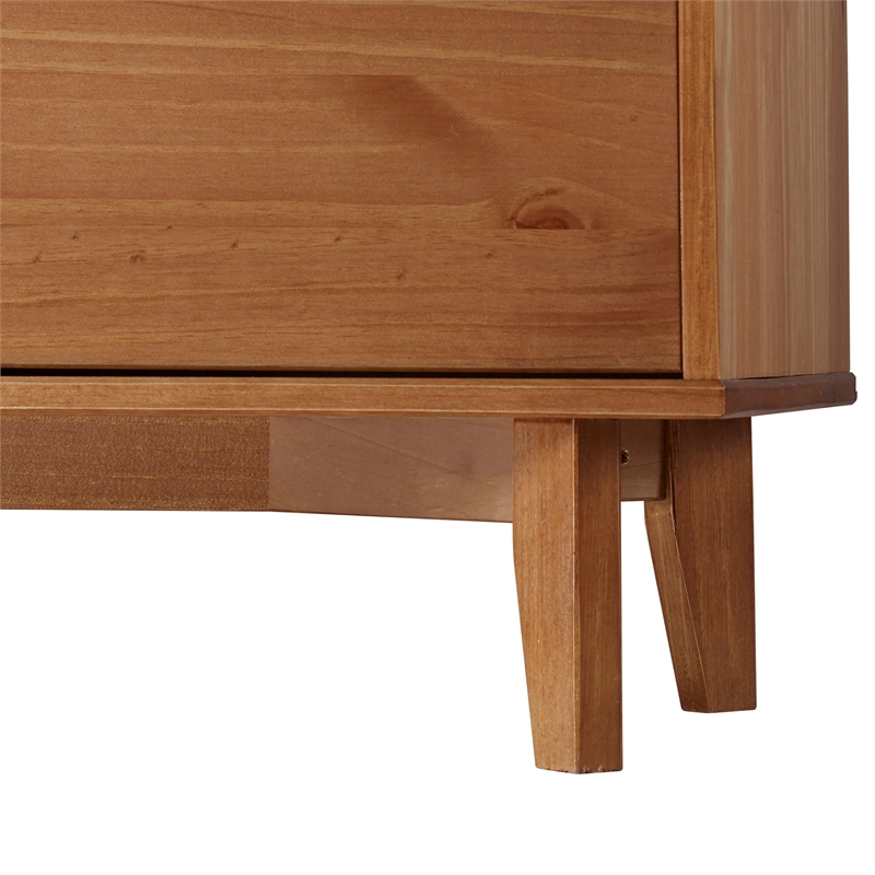 Pemberly Row 6 Drawer Mid Century Modern Wood Dresser in Caramel