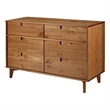Pemberly Row 6 Drawer Mid Century Modern Wood Dresser in Caramel
