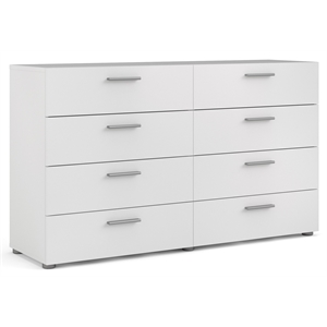 Pemberly Row Contemporary 8 Drawer Double Dresser in White