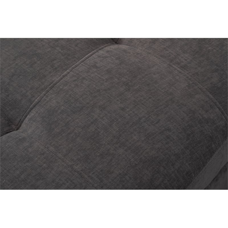 Pemberly Row 4pc Solid Wood Modular Sectional Sofa Couch w/ Ottoman in Dark Gray