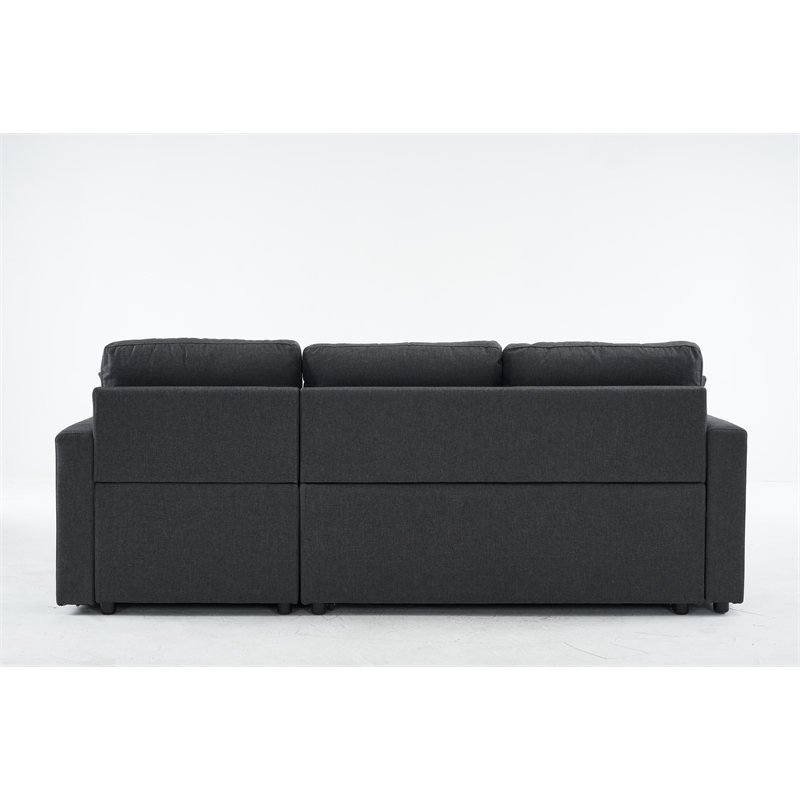 Pemberly Row Fabric Sleeper Sofa with Storage Compartment in Dark Gray