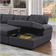 Pemberley Row Fabric Dark Gray Sleeper Sectional Sofa Rectangular Storage 117.8