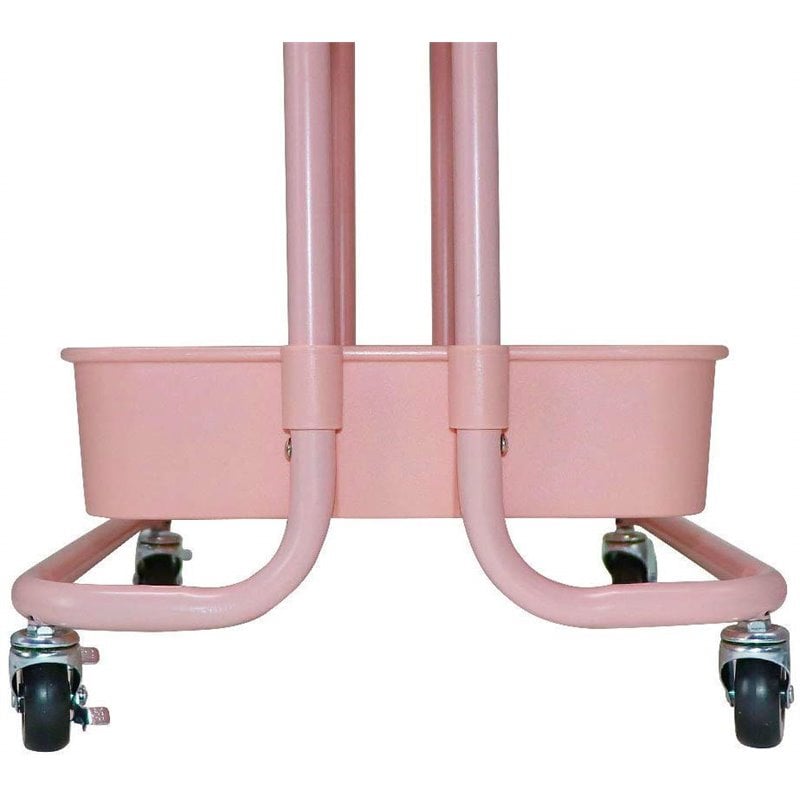 Pemberly Row 4-Tier Plastic Storage Rolling Cart with Slim Shelves in Pink