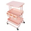 Pemberly Row 2-Tier Table Top Plastic Storage Trolley Rolling Cart in Pink