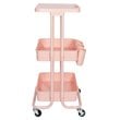 Pemberly Row 2-Tier Table Top Plastic Storage Trolley Rolling Cart in Pink