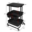 Pemberly Row 2-Tier Table Top Plastic Storage Trolley Rolling Cart in Black