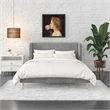 Pemberly Row Upholstered Wingback Queen Bed Frame in Light Gray