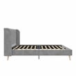 Pemberly Row Upholstered Wingback Queen Bed Frame in Light Gray