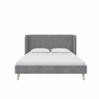 Pemberly Row Upholstered Wingback Queen Bed Frame in Light Gray