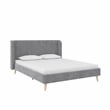 Pemberly Row Upholstered Wingback Queen Bed Frame in Light Gray