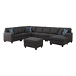 Pemberly Row 8-Piece Upholstered Modern Fabric Sectional in Dark Gray