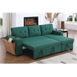 Pemberly Row Fabric Reversible Side Compartment Sleeper Sectional Sofa Bed-Green