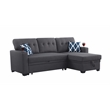 Pemberly Row Reversible Fabric Sleeper Sofa Bed & Chaise w/ Cup Holder-Dark Gray