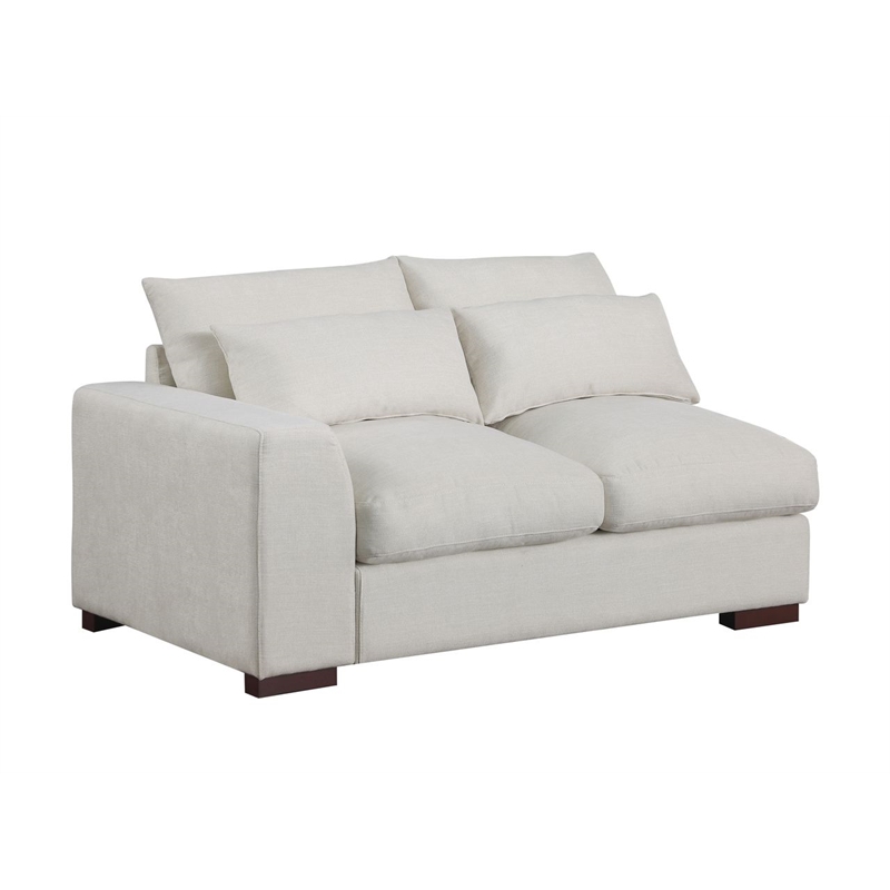 Pemberly Row Fabric Modular Sectional Sofa & Chaise w/2 Ottomans in Beige