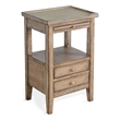 Pemberly Row Traditional Beach Pebble Solid Wood and Veneers Side Table in Oak