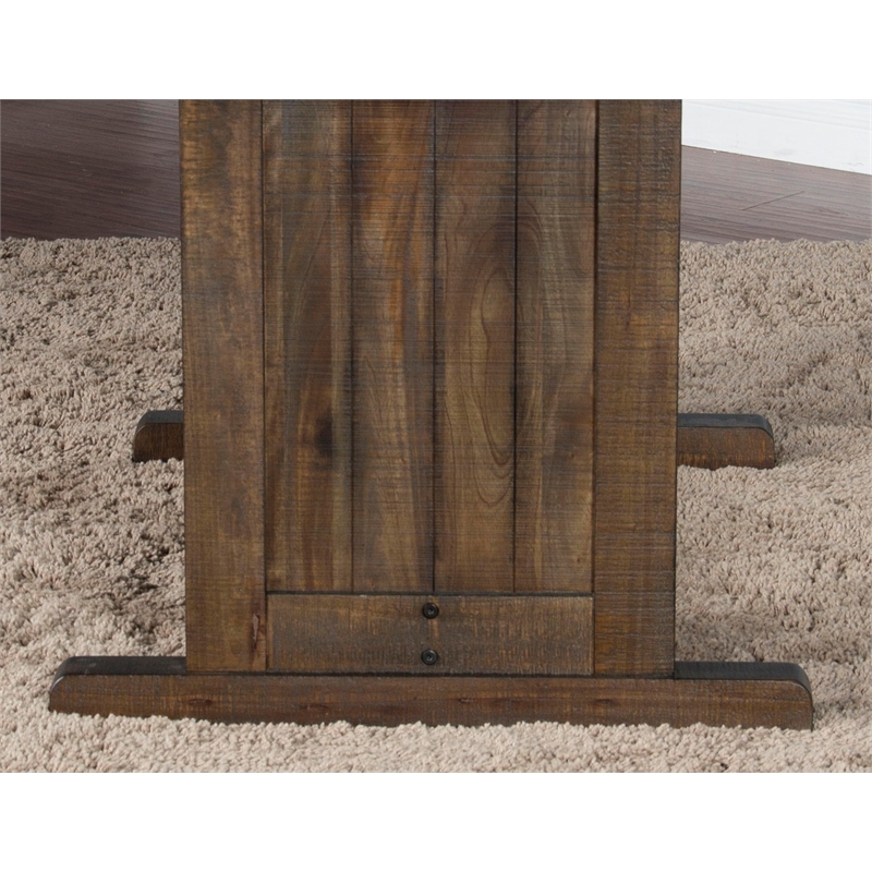 Pemberly Row Farmhouse Wood 4 Piece Breakfast Nook Set in Tobacco Leaf