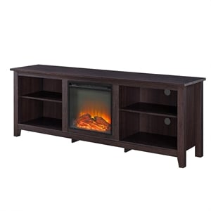 Pemberly Row MDF Rustic Farmhouse Electric Fireplace Wood TV Stand - Espresso