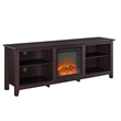 Pemberly Row MDF Rustic Farmhouse Electric Fireplace Wood TV Stand - Espresso
