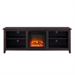 Pemberly Row MDF Rustic Farmhouse Electric Fireplace Wood TV Stand - Espresso