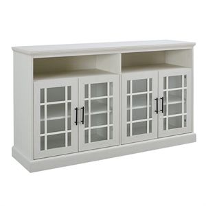 Pemberly Row Windowpane Glass Door Tall TV Stand for TVs up to 65&quot in White