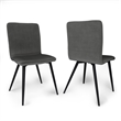 Pemberly Row Mid-Century Dining Chair (Set of 2) in Dark Gray Velvet Fabric