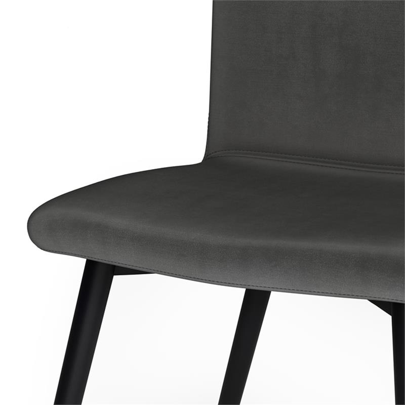 Pemberly Row Mid-Century Dining Chair (Set of 2) in Dark Gray Velvet Fabric