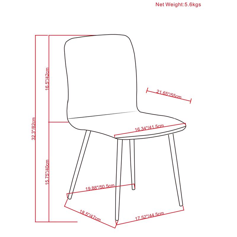 Pemberly Row Mid-Century Dining Chair (Set of 2) in Dark Gray Velvet Fabric