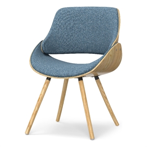 Pemberly Row 17.71&quot Modern Fabric & Wood Dining Chair in Denim Blue/Light Wood