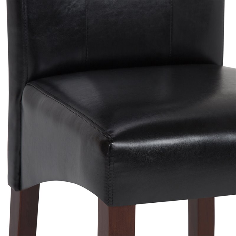 Pemberly Row Transitional Deluxe Tufted Chair (Set of 2) in Black Faux Leather