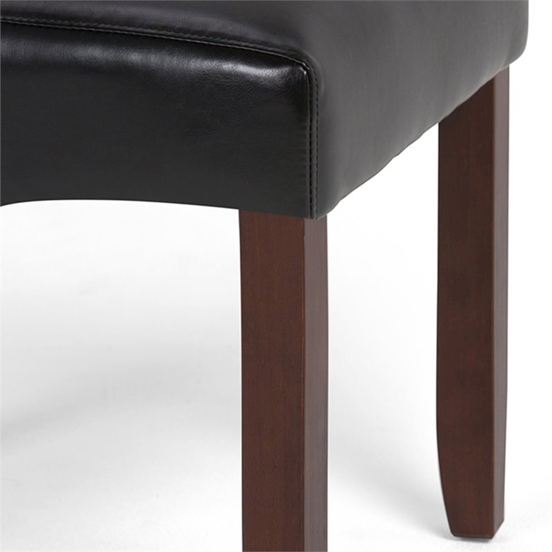 Pemberly Row Transitional Deluxe Tufted Chair (Set of 2) in Black Faux Leather
