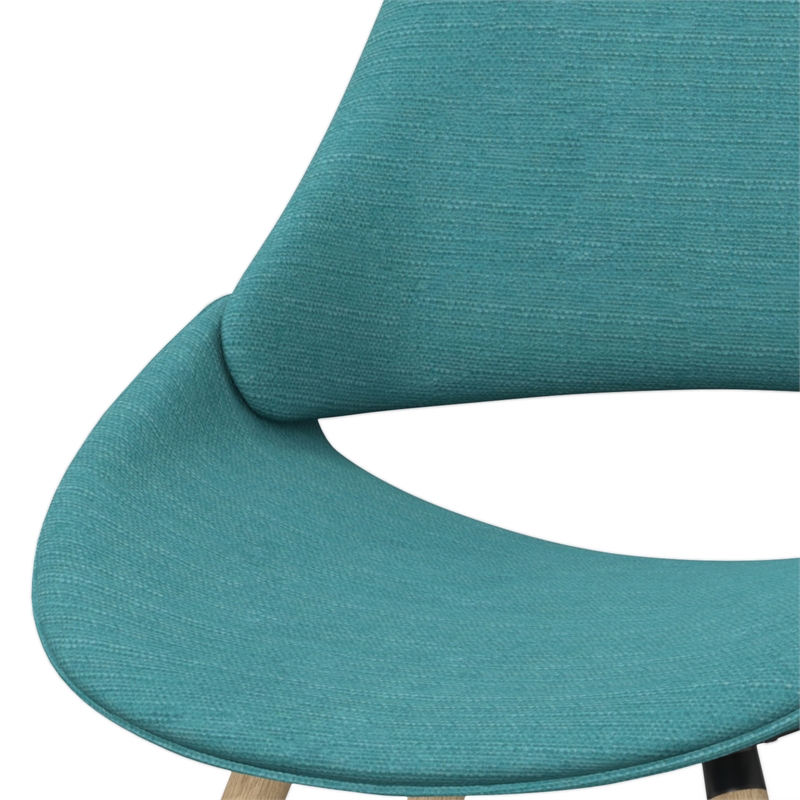 Pemberly Row Bentwood DiningChair with Light Wood in Turquoise Polyester linen