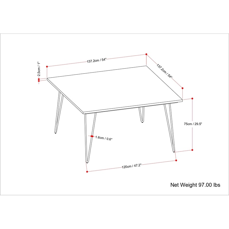 Pemberly Row Square Contemporary Wood/Metal Dining Table in Brown
