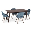 Pemberly Row 5Pc Dining Set w/ Bench 4Bentwood Dining Chair in Blue&66