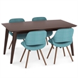 Pemberly Row 5Pc Dining Set w/ Bench 4Bentwood Dining Chair in Blue&66