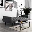Pemberly Row Convertible Sofa Sleeper Futon in Gray Microfiber
