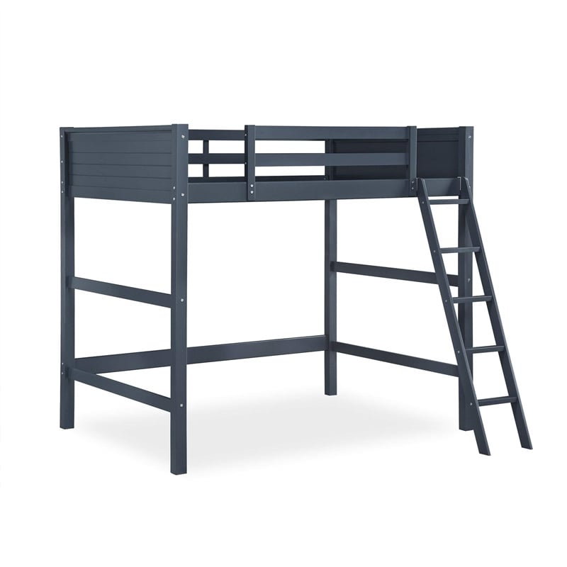 Pemberly Row Traditional Wood Full Size Loft Bed in Black Finish