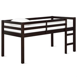 Pemberly Row Transitional Twin Junior Loft Bed in Espresso Finish