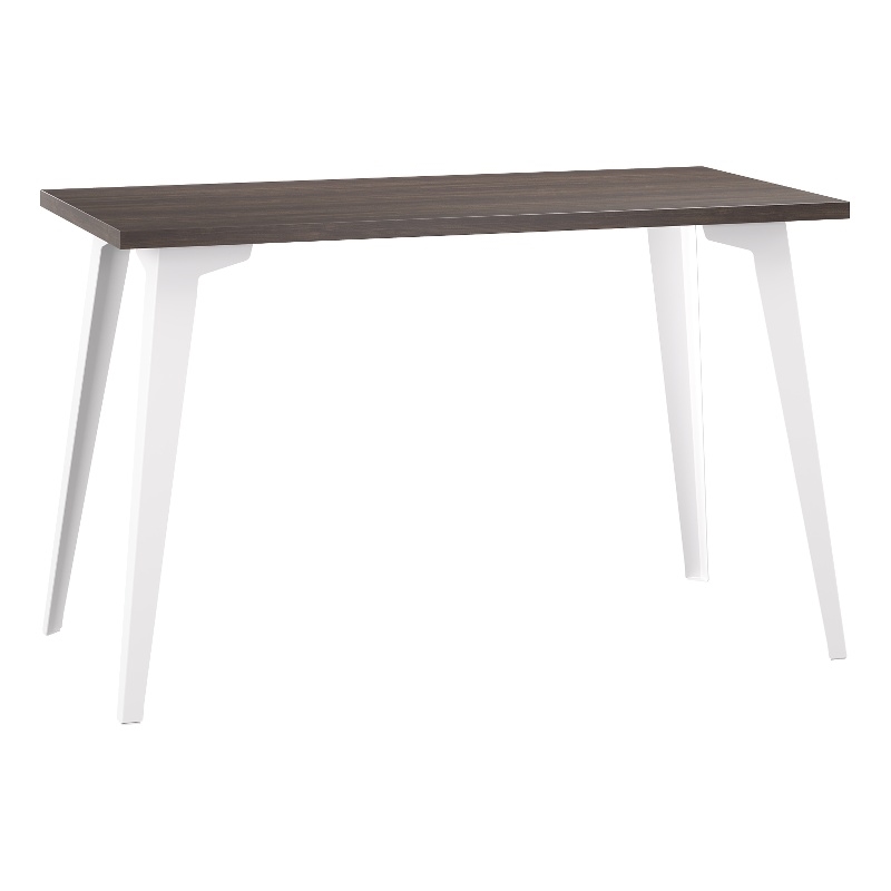 Pemberly Row 24x48 Mid Century Modern Metal Desk - Alpine White / Trail Walnut