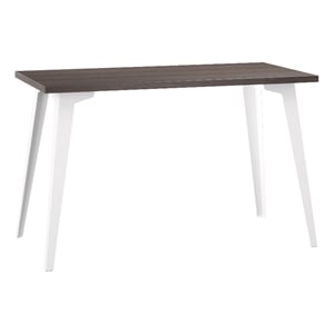 Pemberly Row 24x48 Mid Century Modern Metal Desk - Alpine White / Trail Walnut