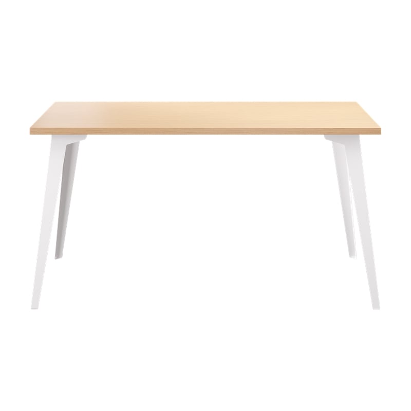 Pemberly Row 27x57 Mid Century Modern Metal Desk - Alpine White / Platinum Oak