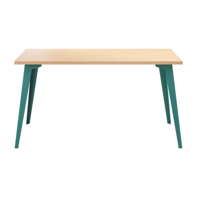Pemberly Row 27x57 Mid Century Modern Metal Desk - Teal / Platinum Oak
