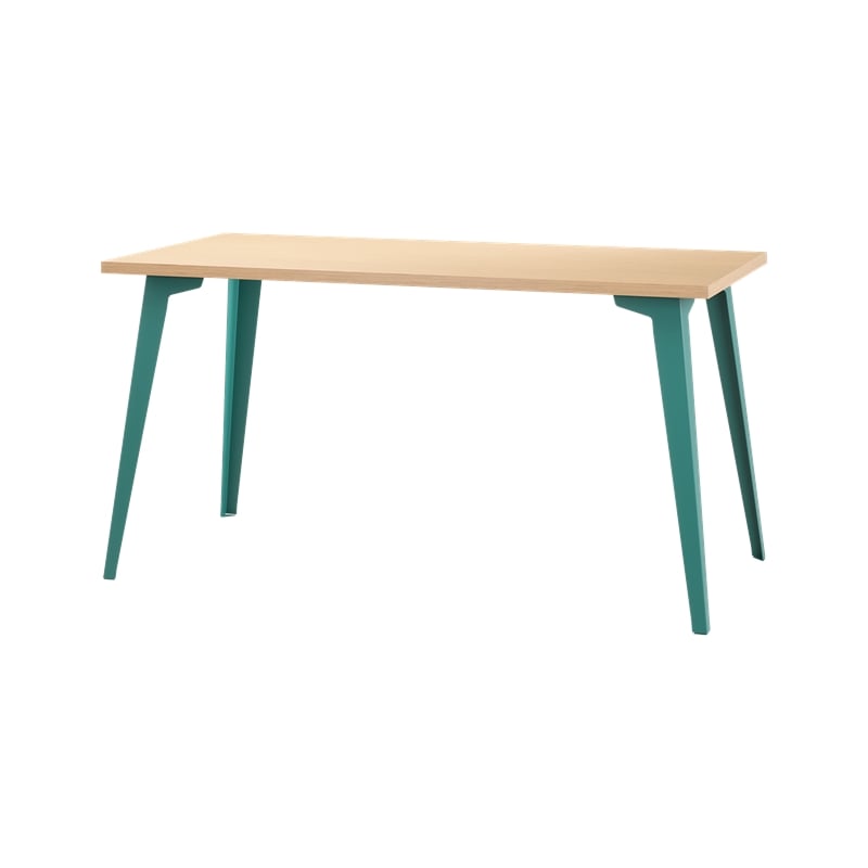Pemberly Row 27x57 Mid Century Modern Metal Desk - Teal / Platinum Oak
