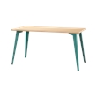 Pemberly Row 27x57 Mid Century Modern Metal Desk - Teal / Platinum Oak