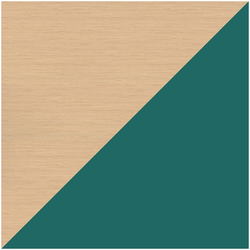 Pemberly Row 27x57 Mid Century Modern Metal Desk - Teal / Platinum Oak