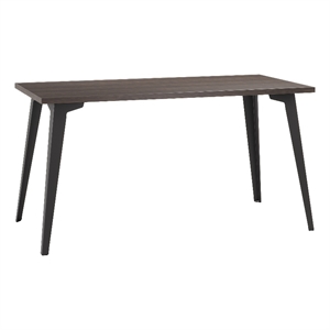 Pemberly Row 27x57 Mid Century Modern Metal Desk - Black / Trail Walnut