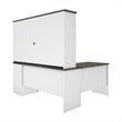 Pemberly Row L Shaped Computer Desk with Hutch in Walnut Gray and White