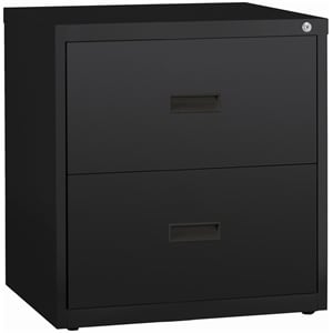 Pemberly Row 26&quot 2-Drawer Modern Metal Lateral Filing Cabinet in Black